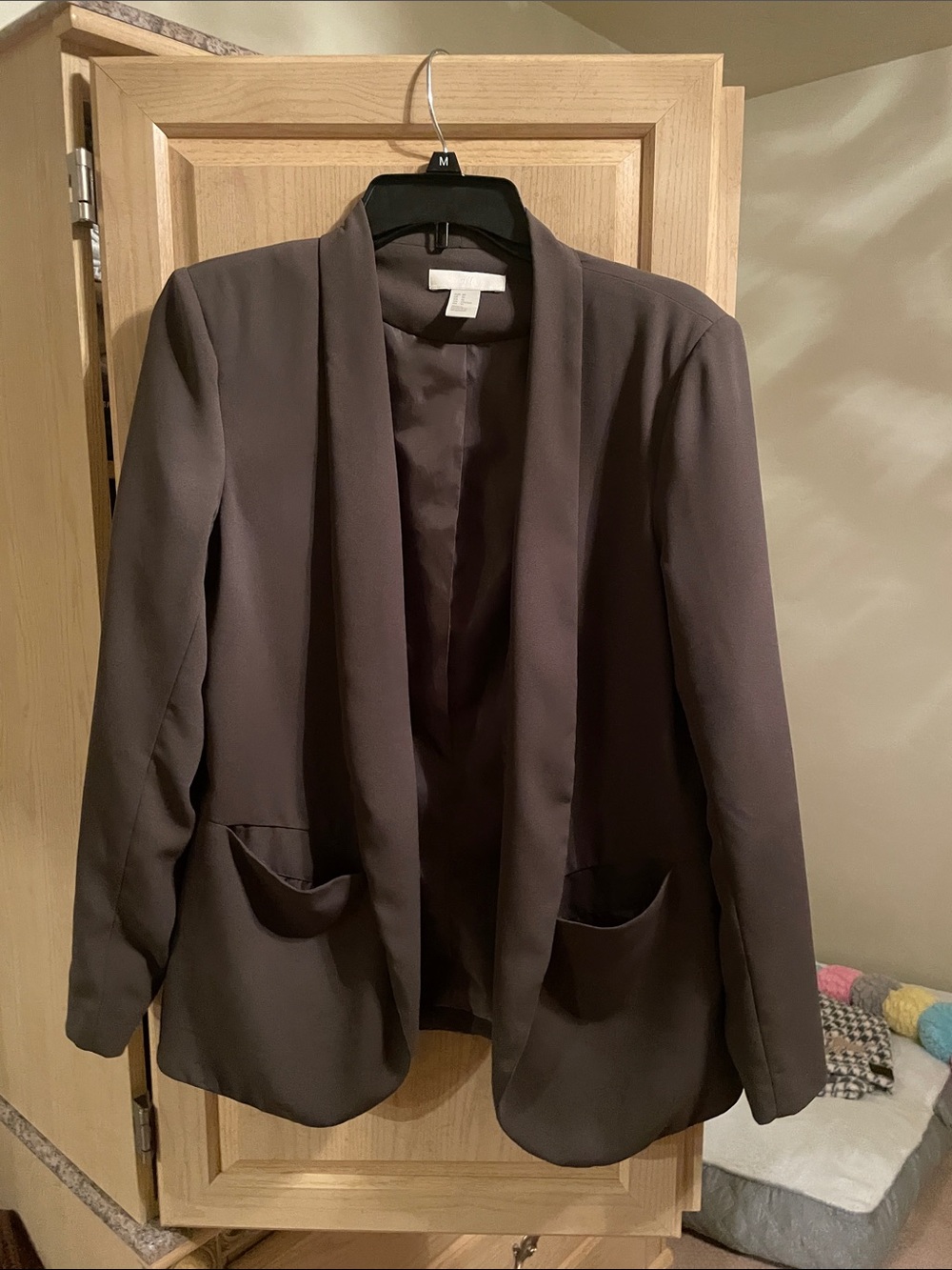 H&M Open Shawl Collar Blazer Jacket - olive green